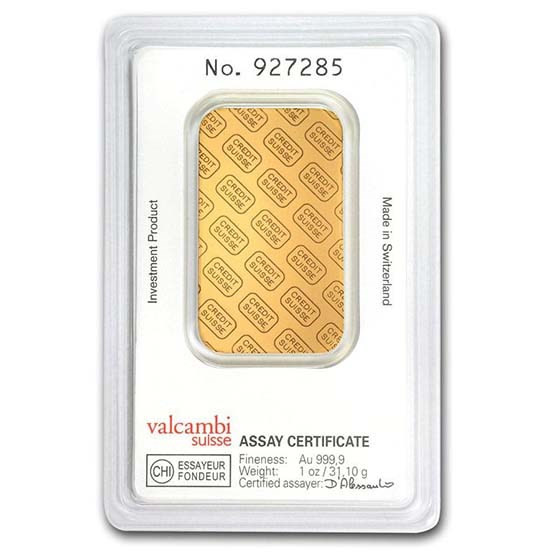 1 oz Gold Bar - Credit Suisse (Carded)