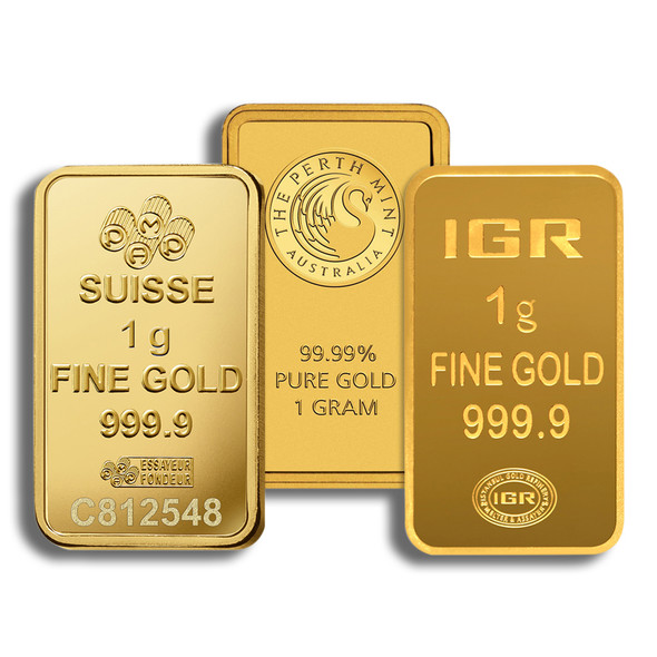 1 gram Gold Bar - Brand Varies (No Card)