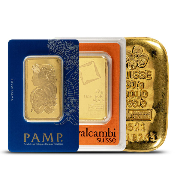 50 gram Gold Bar - Brand Varies (Carded)