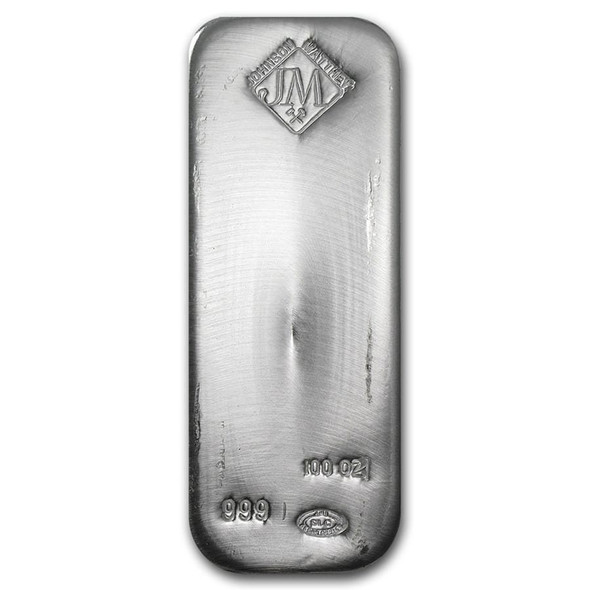 100 oz Silver Bar - Johnson Matthey - JM