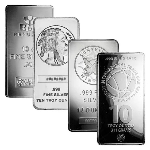 10 gram Silver Bar - Brand Varies (Carded)