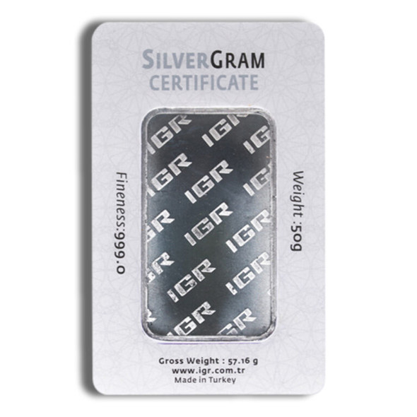 50 gram Silver Bar - IGR Metals (Carded)