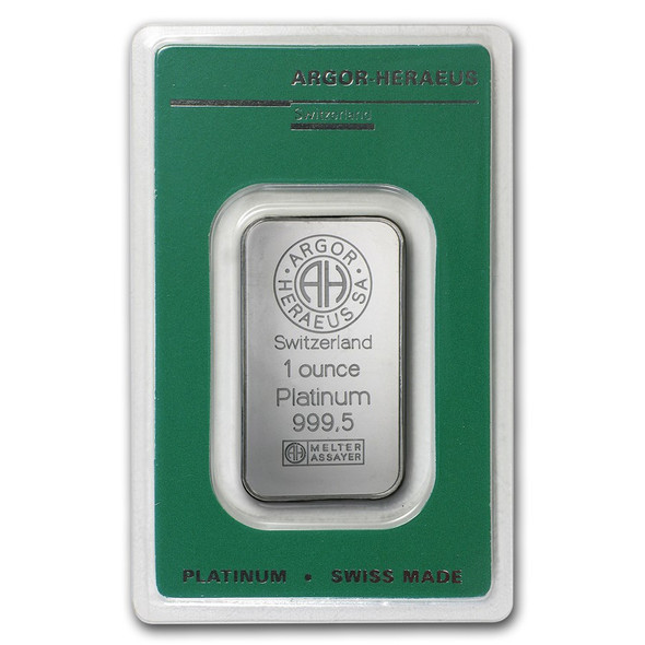 1 oz Platinum Bar - Argor-Heraeus (Carded)
