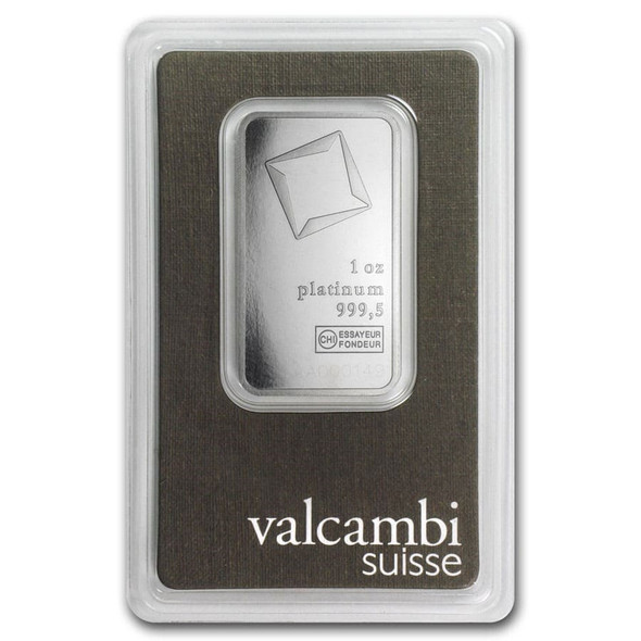 1 oz Platinum Bar - Valcambi (Carded)