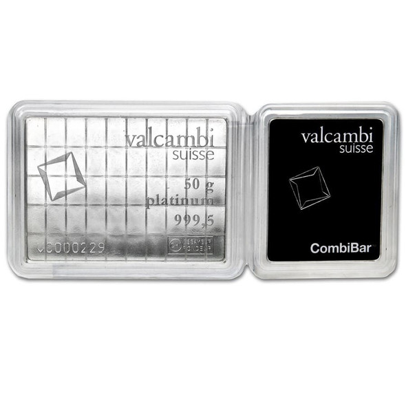 50 x 1 gram Platinum Valcambi CombiBar (Carded)