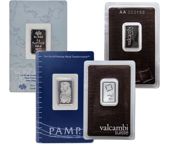 5 gram Platinum Bar - Brand Varies (Carded)