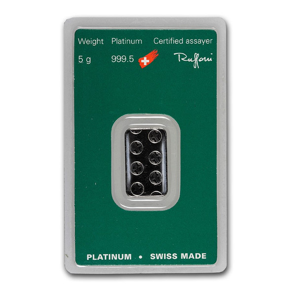 5 gram Platinum Bar - Argor-Heraeus (Carded)