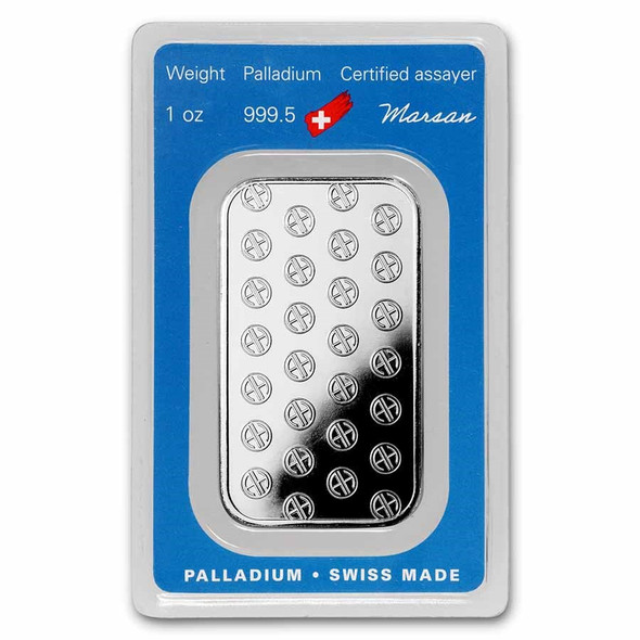 1 oz Palladium Bar - Argor-Heraeus (Carded)
