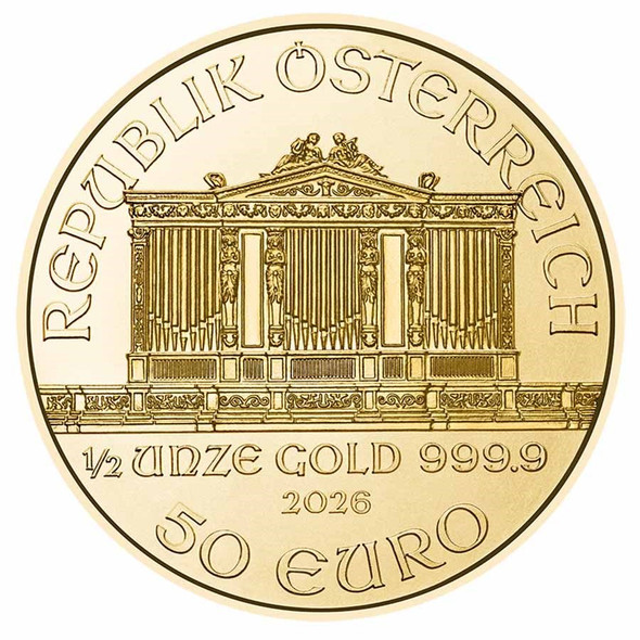 2026 1/2oz Austria Gold Philharmonic BU