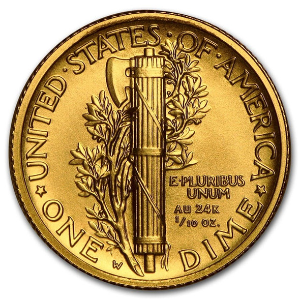 2016-W 1/10 oz Gold Mercury Dime Centennial Coin w/OGP