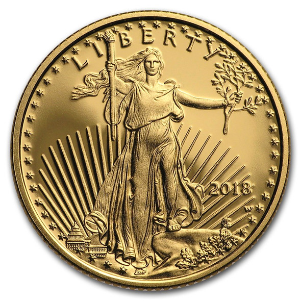 2018-W 1/10 oz Proof Gold Eagle $5 - Box & COA
