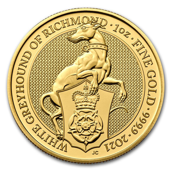 2021 1 oz Great Britain Queen's Beast Gold Coin-Greyhound