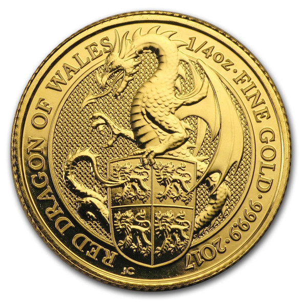 2017 1/4 oz Great Britain Queen's Beast Gold Coin-Dragon
