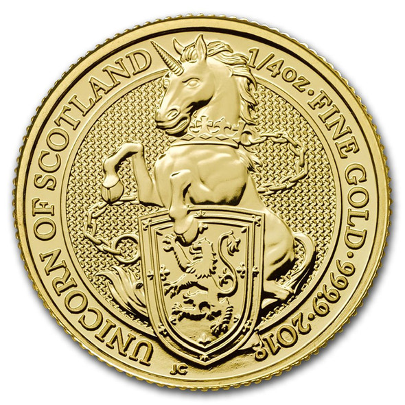 2018 1/4 oz Great Britain Queen's Beast Gold Coin-Unicorn