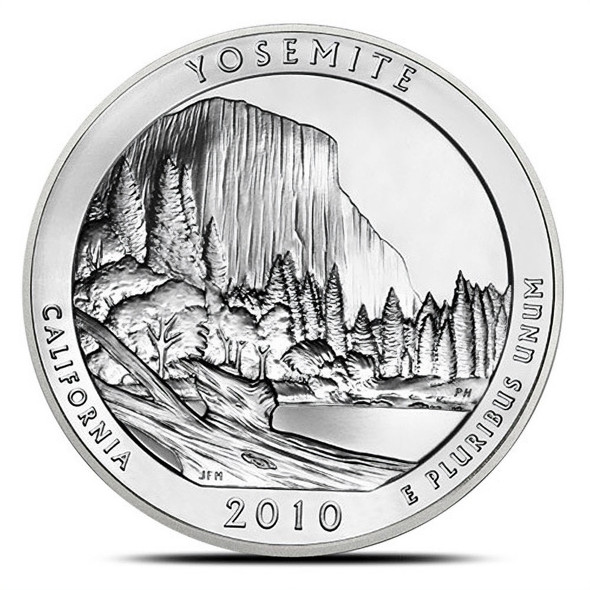 2010-P 5 oz ATB Yosemite Silver Coin - Burnished (Cap Only) 2010-P 5 oz ATB Yosemite Silver Coin - Burnished (Cap Only)