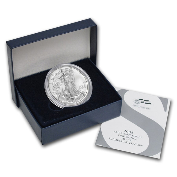 2008-W Burnished Silver Eagle (Box & COA)