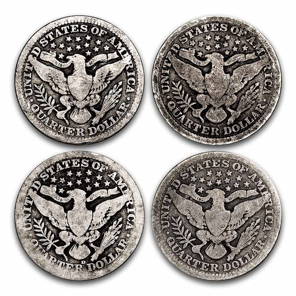 $1 FV 90% Silver Barber Quarters - Avg Circ