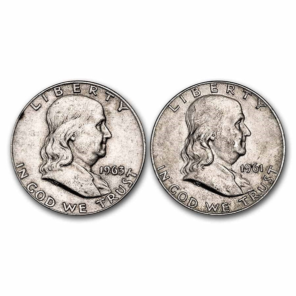 $1 FV 90% Silver Franklin Half Dollars Avg Circ $1 FV 90% Silver Franklin Half Dollars Avg Circ