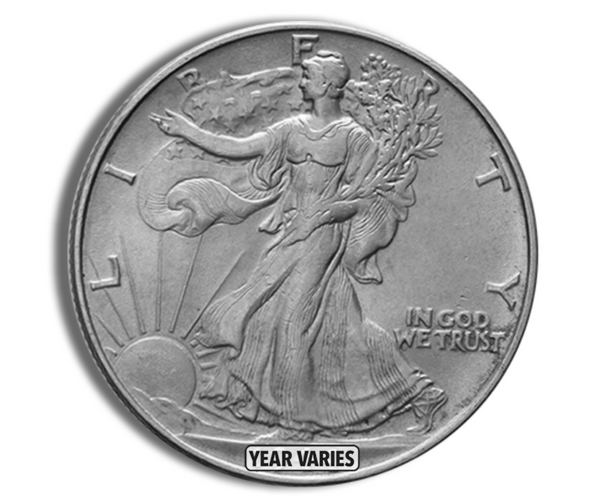 $1 FV 90% Silver Walking Liberty Half Dollar - AU