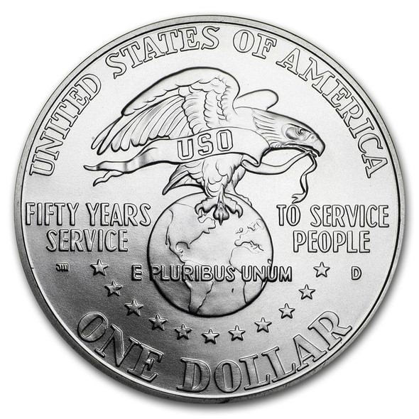 1991-D $1 USO Silver Commemorative- BU