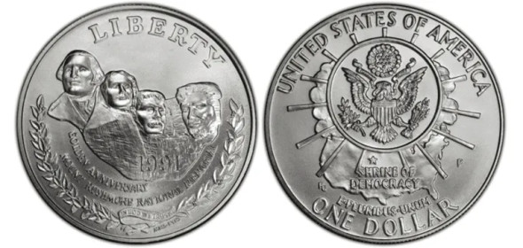 1991-S $1 Mt Rushmore Silver Commemorative- Proof