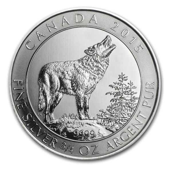2015 3/4 oz Canadian Grey Wolf Silver Coin