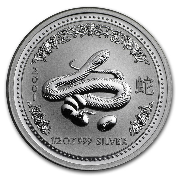 2001 1/2 oz Australia Silver Lunar Snake BU - Series I 2001 1/2 oz Australia Silver Lunar Snake BU - Series I