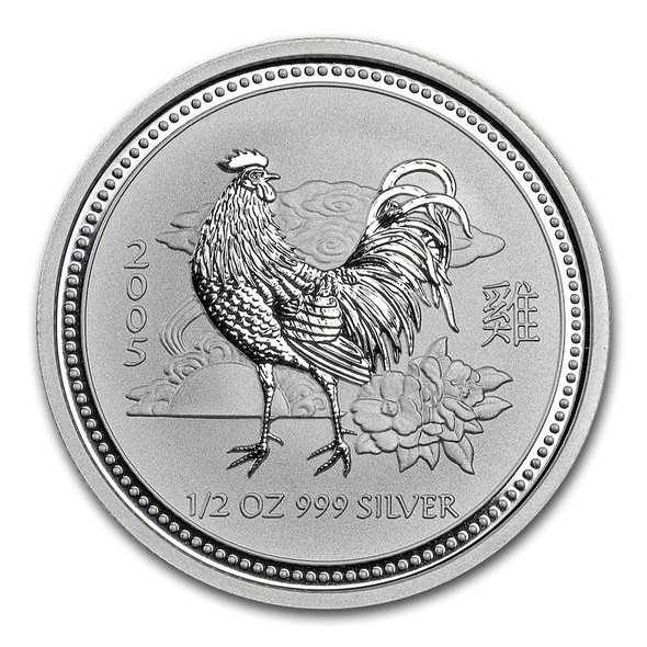 2005 1/2 oz Australia Silver Lunar Rooster BU - Series I 2005 1/2 oz Australia Silver Lunar Rooster BU - Series I