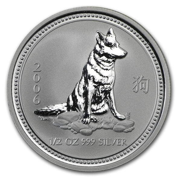 2006 1/2 oz Australia Silver Lunar Dog BU - Series I 2006 1/2 oz Australia Silver Lunar Dog BU - Series I