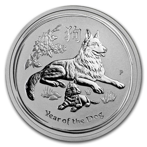 2018 1/2 oz Australia Silver Lunar Dog BU - Series II