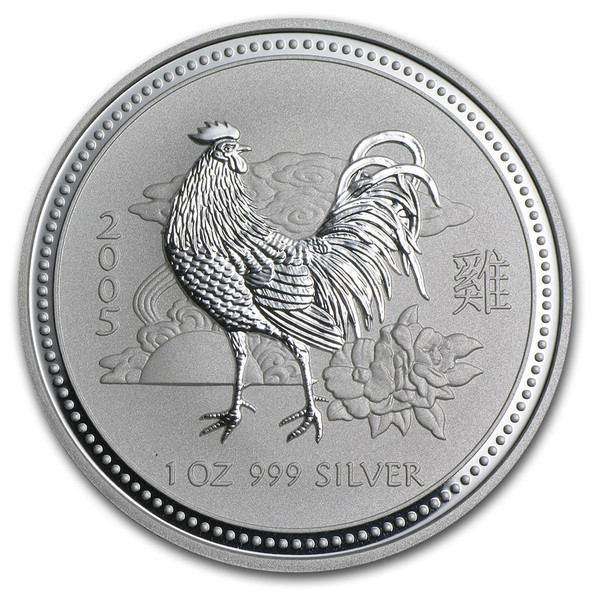 2005 1 oz Australia Silver Lunar Rooster BU - Series I 2005 1 oz Australia Silver Lunar Rooster BU - Series I