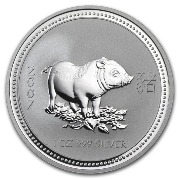 2007 1 oz Australia Silver Lunar Pig BU - Series I