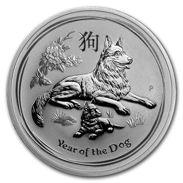 2018 1 oz Australia Silver Lunar Dog BU - Series II