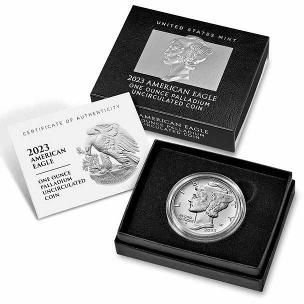 2023-W 1 oz Burnished Palladium Eagle (w/Box & COA)