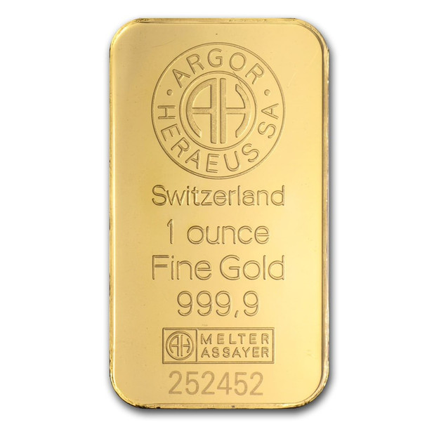 1 oz Gold Bar - Argor-Heraeus (Carded)