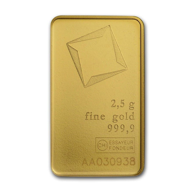 2.5 gram Gold Bar - Valcambi (Carded)