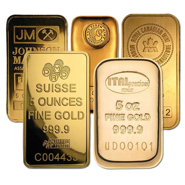 5 oz Gold Bar - Brand Varies .9999