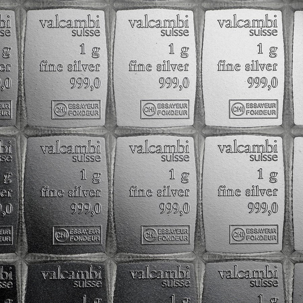100 x 1 gram Silver Valcambi CombiBar (In Assay)
