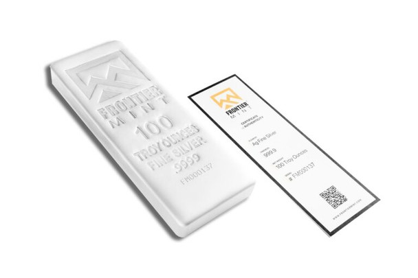 100 oz Silver Bar - Frontier Mint (Frosted)