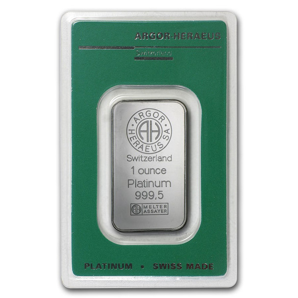 1 oz Platinum Bar - Argor-Heraeus (Carded)