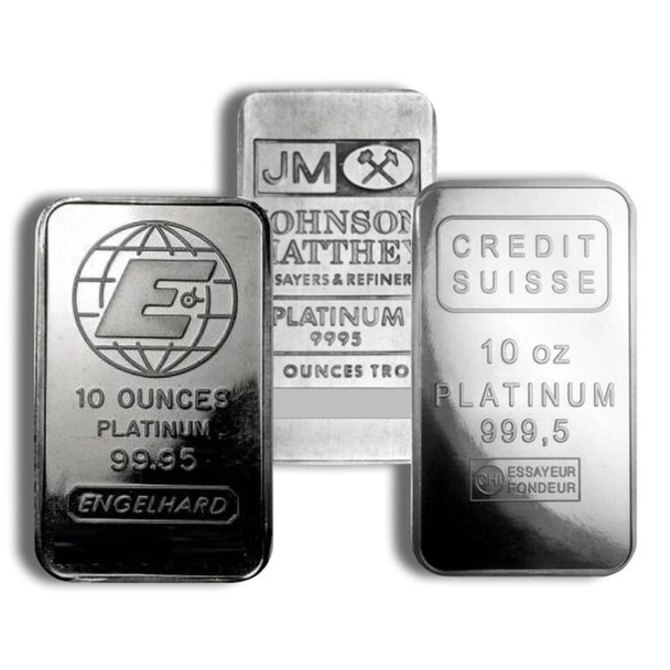 10 oz Platinum Bar - Brand Varies .999+ (No Card)
