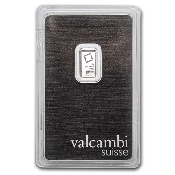 1 gram Platinum Bar - Valcambi (Carded)