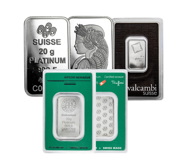 20 gram Platinum Bar - Brand Varies (Carded)