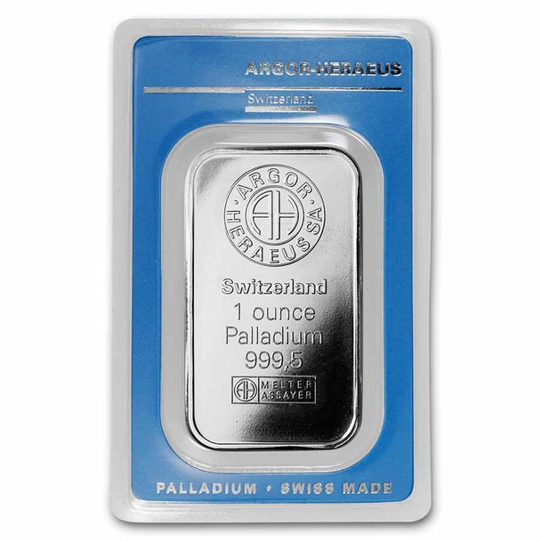 1 oz Palladium Bar - Argor-Heraeus (Carded)