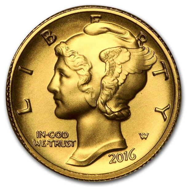 2016-W 1/10 oz Gold Mercury Dime Centennial Coin w/OGP