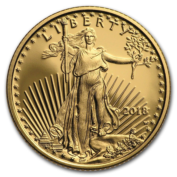 2018-W 1/10 oz Proof Gold Eagle $5 - Box & COA