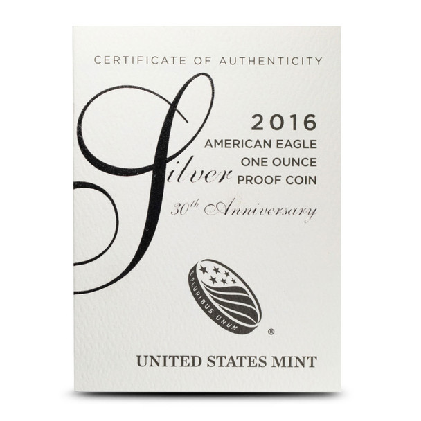 2016-W Proof Silver Eagle 30th Anniversary (Box & COA)