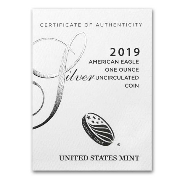 2019-W Burnished Silver Eagle (Box & COA)