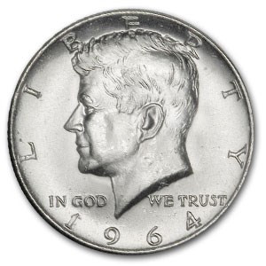 $1 FV 90% Silver 1964 Kennedy Half Dollars - BU