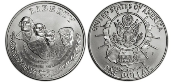 1991-S $1 Mt Rushmore Silver Commemorative- Proof